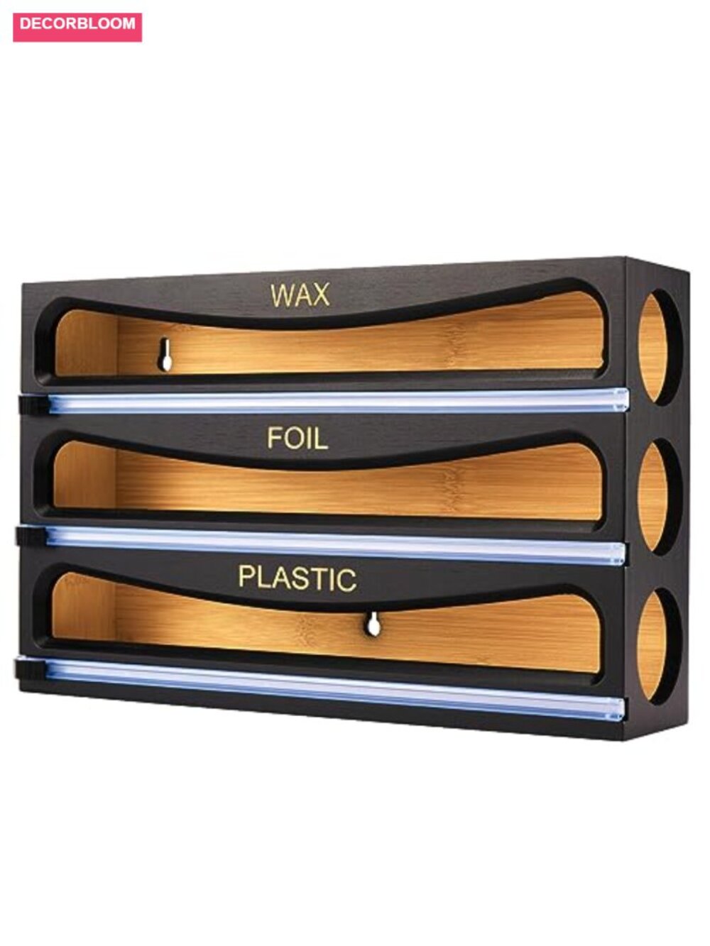 Bamboo Wrap Dispenser with Cutter Kitchen Organizer for Foil & Wax Paper 12"